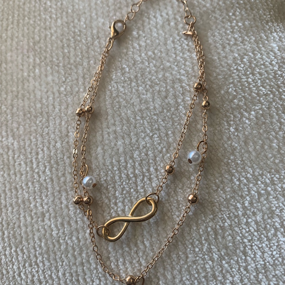 Gold Infinity Charm Ankle Bracelet